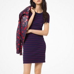 Ruffled Stripe Stretch-Viscose Dress